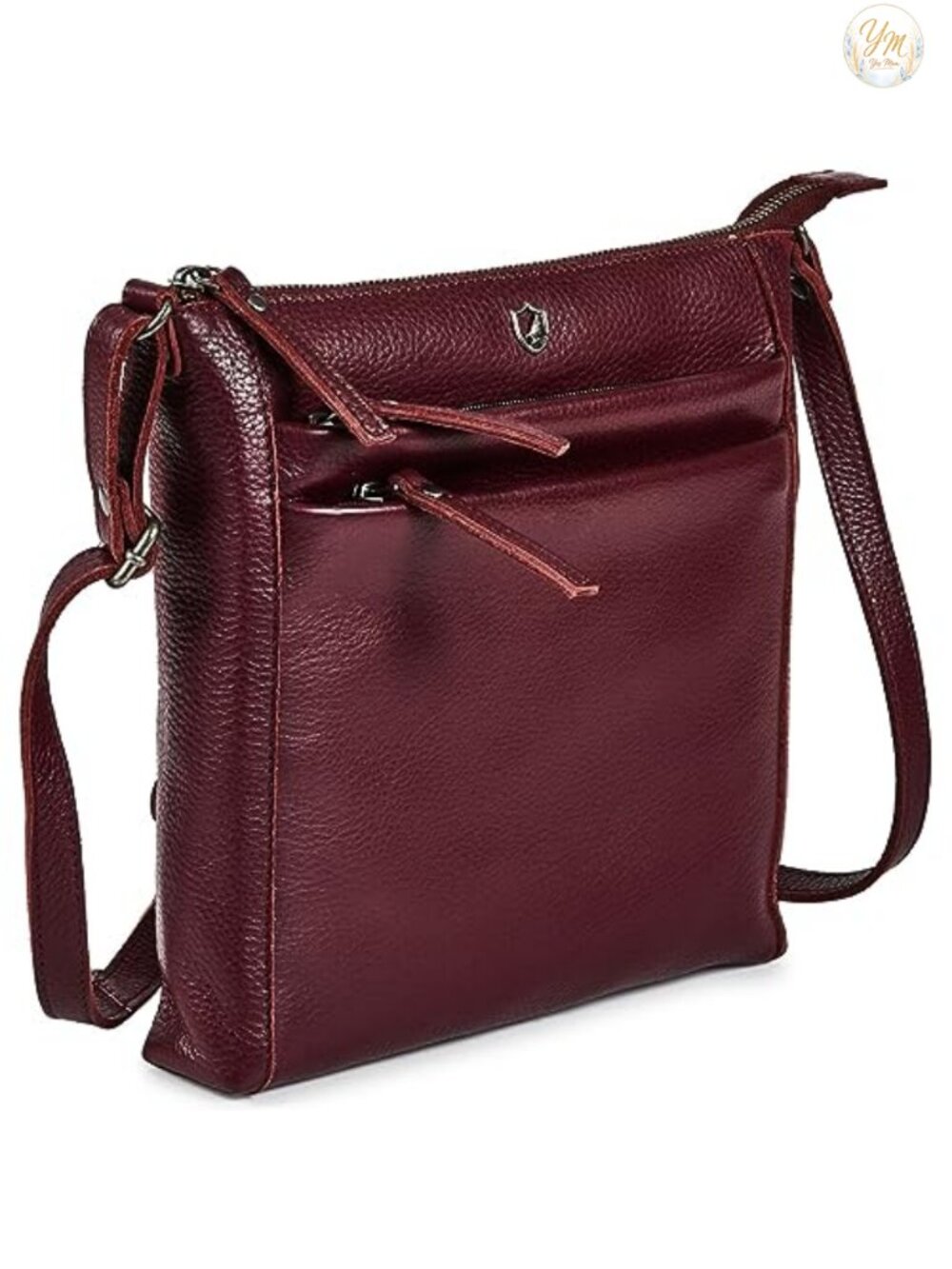Genuine Nappa Leather Crossbody Bag Small Multi-Zip Travel Sling Purse